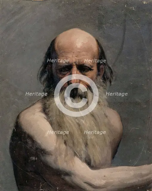 Half-length portrait of an old man (academy exercise), 1863. Creator: Adolf von Becker.