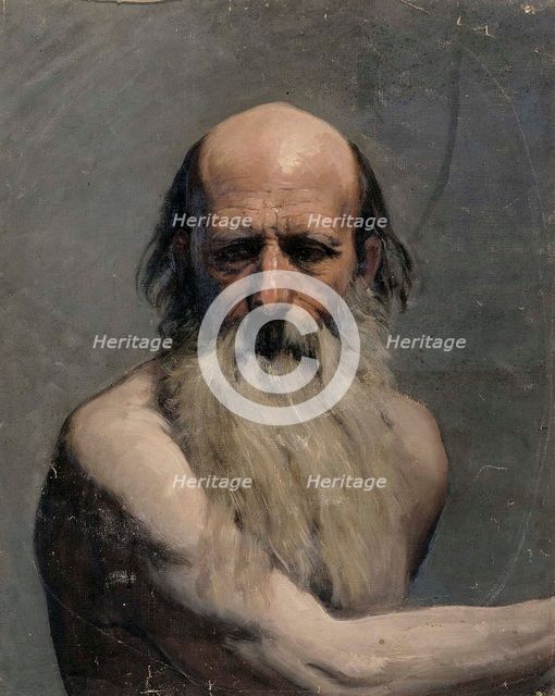 Half-length portrait of an old man (academy exercise), 1863. Creator: Adolf von Becker.