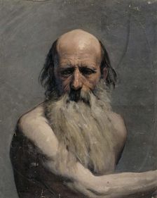 Half-length portrait of an old man (academy exercise), 1863. Creator: Adolf von Becker
