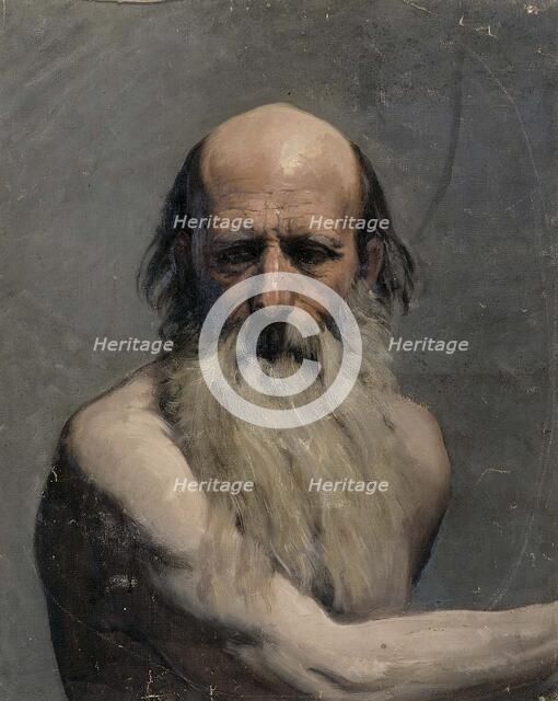 Half-length portrait of an old man (academy exercise), 1863. Creator: Adolf von Becker.