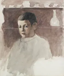 Half-length portrait of Lucien Pissarro (1863-1944), c1875. Artist: Camille Pissarro