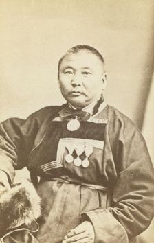 Half-length portrait of man, seated, facing slightly left, between 1870 and 1886. Creator: Unknown