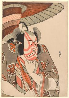 Half-Length Portrait of the Actor Ichikawa Danjuro V as Kazusa no Gorobei Tadamitsu..., c. 1780. Creator: Katsukawa Shunko