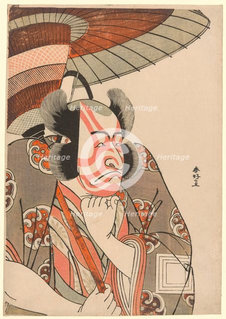 Half-Length Portrait of the Actor Ichikawa Danjuro V as Kazusa no Gorobei Tadamitsu..., c. 1780. Creator: Katsukawa Shunko.