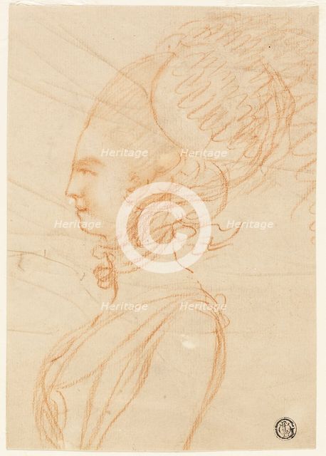 Half-Length Profile Portrait of a Woman Facing Left, n.d. Creator: George Romney.