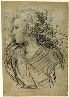 Half-Length View of Female in Profile to Left (recto), 17th century. Creator: Jacopo Confortini