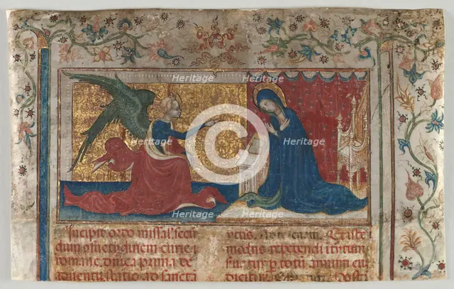 Half Leaf from a Missal: The Annunciation, c. 1415. Creator: Unknown.