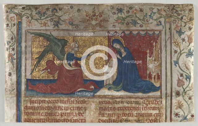 Half Leaf from a Missal: The Annunciation, c. 1415. Creator: Unknown.