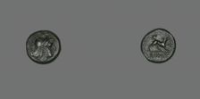 Half-Litra (Coin) Depicting the Goddess Roma, 234-231 BCE. Creator: Unknown