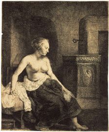Half-Naked Woman by a Stove 1658. Artist: Rembrandt Harmensz van Rijn
