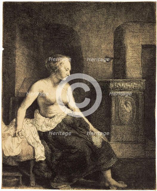 'Half-Naked Woman by a Stove', 1658.  Artist: Rembrandt Harmensz van Rijn    