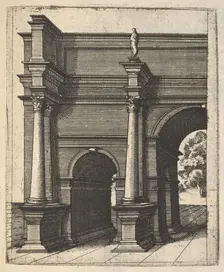 Half of an Arch [Arcus Lutii Septimi] from the series Ruinarum variarum fabricarum deline..., 1554. Creator: Lambert Suavius