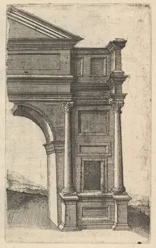 Half of an Arch [Porta Antonae] from the series Ruinarum variarum fabricarum delineatione..., 1554. Creator: Lambert Suavius