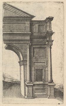 Half of an Arch [Porta Antonae] from the series Ruinarum variarum fabricarum delineatione..., 1554. Creator: Lambert Suavius