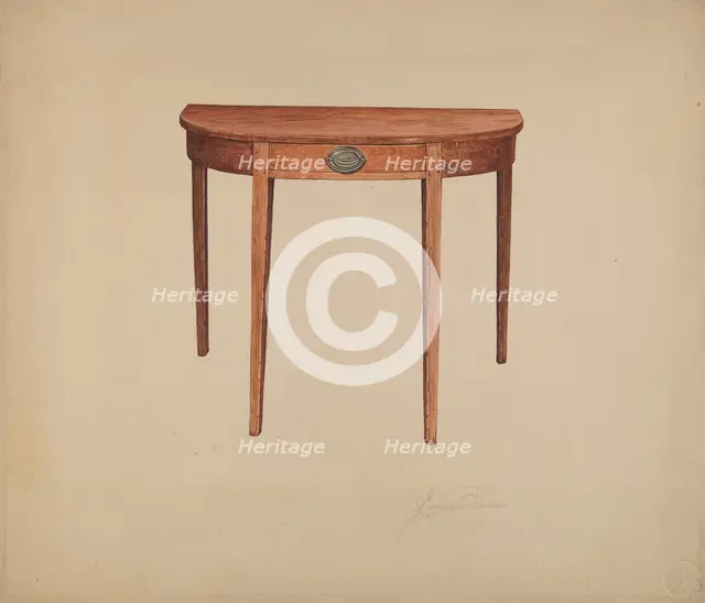 Half-round Table, c. 1940. Creator: Georgine E. Mason.