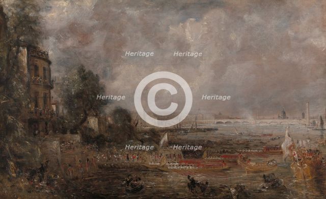 Half-size Sketch for The Opening of Waterloo Bridge (“Whitehall Stairs, June 18, 1817”), 1829 to 183 Creator: John Constable.