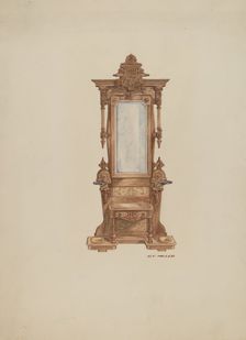 Hall Tree, of Mahogany, 1937. Creator: Randolph F Miller