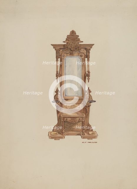 Hall Tree, of Mahogany, 1937. Creator: Randolph F Miller.