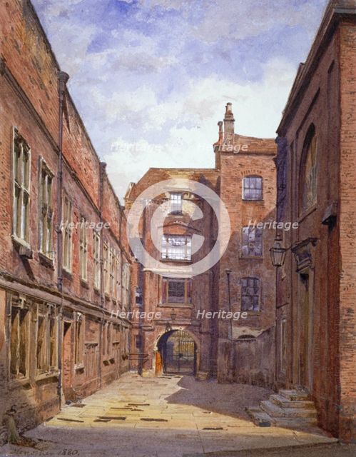 Hall and library, Sion College, London Wall, City of London, 1880. Artist: John Crowther