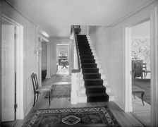 Hall and stairway, probably in clubhouse, New York City, between 1900 and 1910. Creator: William H. Jackson
