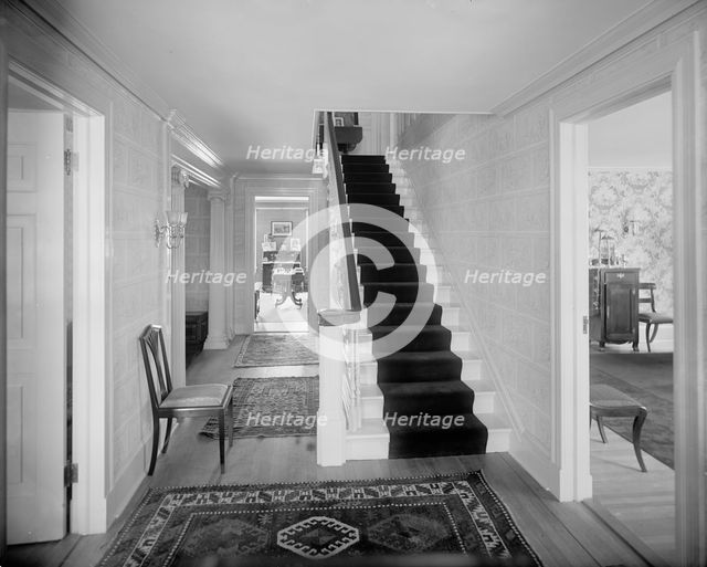 Hall and stairway, probably in clubhouse, New York City, between 1900 and 1910. Creator: William H. Jackson.