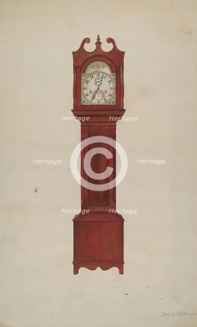 Hall Clock (Grandfather's Clock), c. 1937. Creator: Theodore Pfitzer.