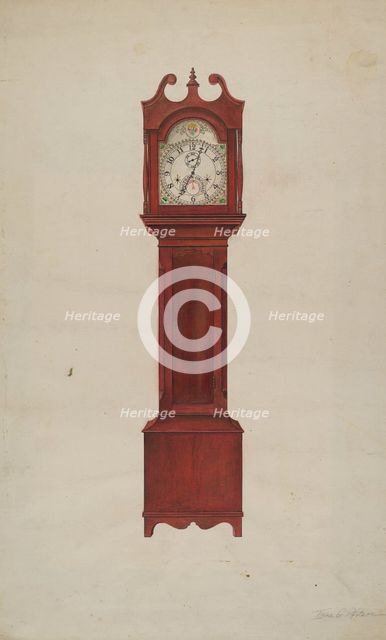 Hall Clock (Grandfather's Clock), c. 1937. Creator: Theodore Pfitzer.