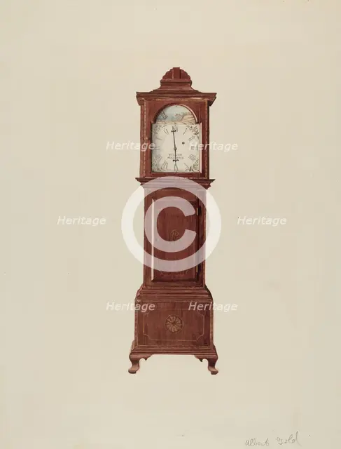 Hall Clock (Miniature), c. 1936. Creator: Albert Gold.