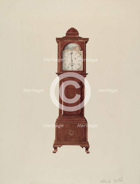 Hall Clock (Miniature), c. 1936. Creator: Albert Gold.