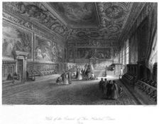 Hall of the Council of Five Hundred Venice, Italy, 19th century.Artist: E Challis