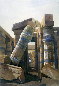 Hall of columns, Carnac 1839. Artist: William James Muller