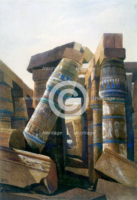 'Hall of columns, Carnac', 1839. Artist: William James Muller