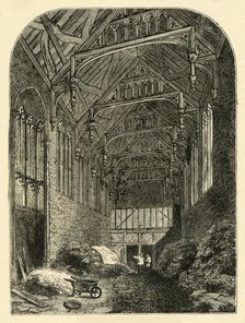 Hall of Eltham Palace in 1835 (c1878). Creator: Unknown