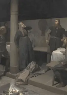 Hallgerd’s Slap; Illustration for Njal’s Saga, ch. 48, from c.1895 until 1900. Creator: Johan August Malmström