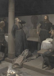 Hallgerd’s Slap; Illustration for Njal’s Saga, ch. 48, from c.1895 until 1900. Creator: Johan August Malmström