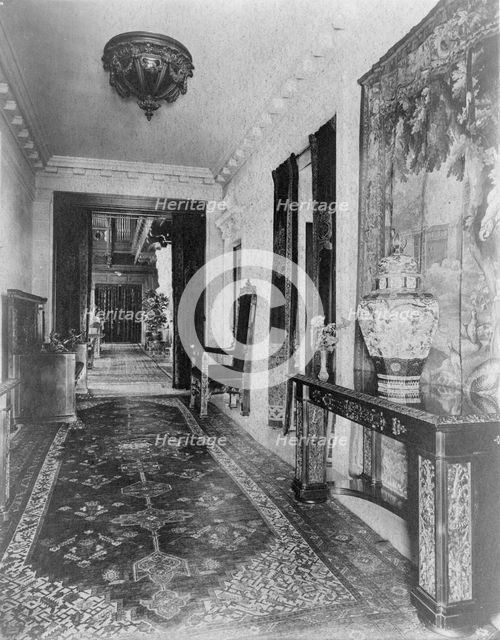 Hallway, with Oriental urn at right, in home of Edmund Cogswell... Greenwich, Connecticut, 1908. Creator: Frances Benjamin Johnston.