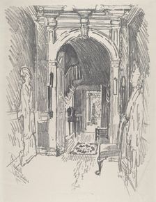 Hallway at Dr. Wister's, 1912. Creator: Joseph Pennell
