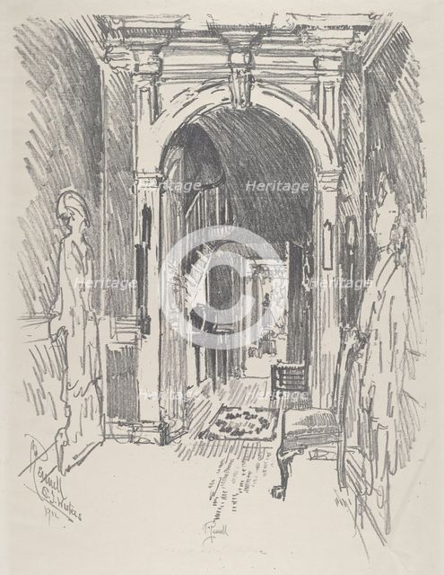 Hallway at Dr. Wister's, 1912. Creator: Joseph Pennell.