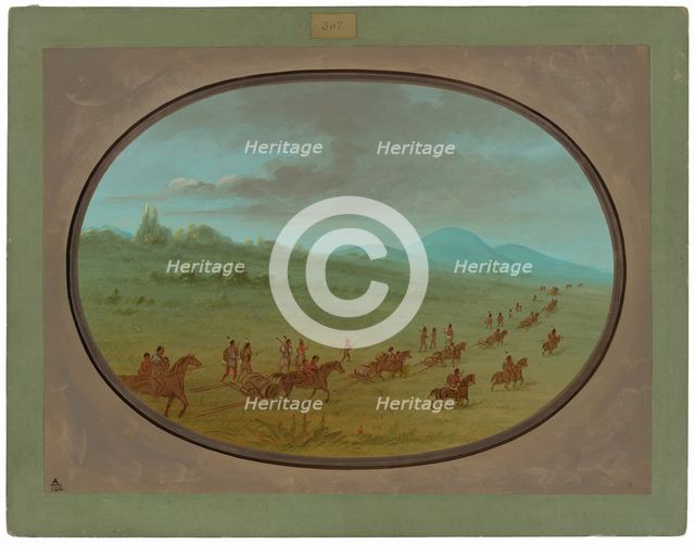 Halsey's Bluff - Sioux Indians on the March, 1861/1869. Creator: George Catlin.
