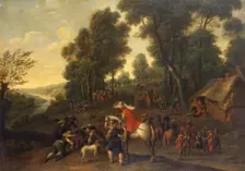 Halt of Horsemen in a Forest, 1657. Creator: Pieter Snayers