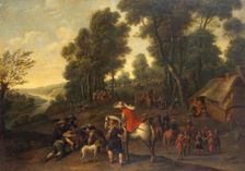 Halt of Horsemen in a Forest, 1657. Creator: Pieter Snayers