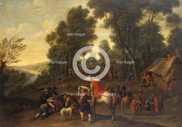 Halt of Horsemen in a Forest, 1657. Creator: Pieter Snayers.