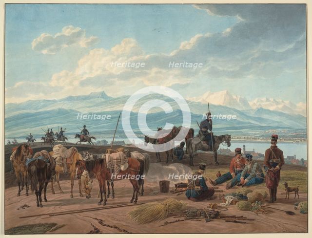 Halt of Russian Cossacks, 1804. Artist: Kobell, Wilhelm, Ritter von (1766-1853)