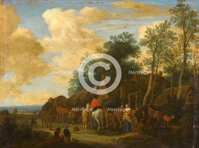 Halting at a Roadside Inn, 1657. Creator: Pieter Molijn.