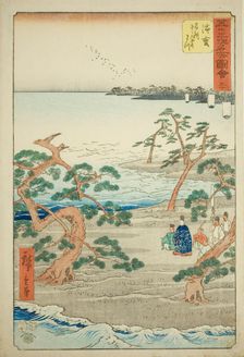 Hamamatsu: The Famous Murmuring Pines (Hamamatsu, meisho zazanza no matsu), no. 30 from th..., 1855. Creator: Ando Hiroshige