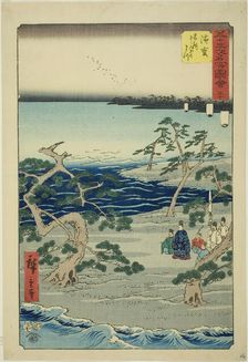 Hamamatsu: The Famous Murmuring Pines (Hamamatsu, meisho zazanza no matsu), no. 30 from th..., 1855. Creator: Ando Hiroshige