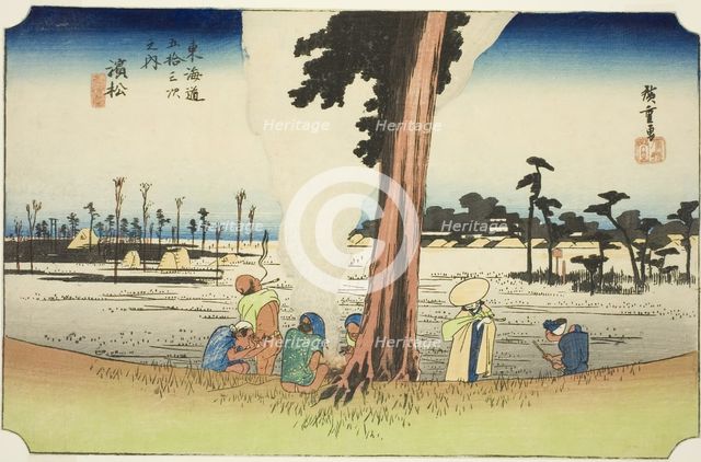 Hamamatsu: Winter Scene (Hamamatsu, fuyugare no zu), from the series "Fifty-three..., c. 1833/34. Creator: Ando Hiroshige.