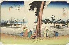 Hamamatsu: Winter Scene (Hamamatsu, fuyugare no zu), from the series "Fifty-three..., c. 1833/34. Creator: Ando Hiroshige