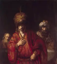 Haman recognizes his fate, 1650. Creator: Rembrandt Harmensz van Rijn
