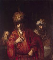 Haman recognizes his fate, 1650. Creator: Rembrandt Harmensz van Rijn